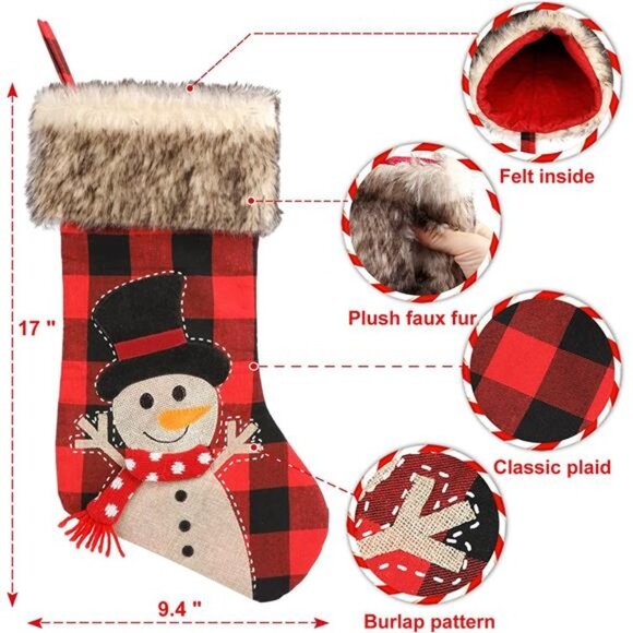 3 Pack 18 Inches Red and Black Plaid Buffalo Christmas...